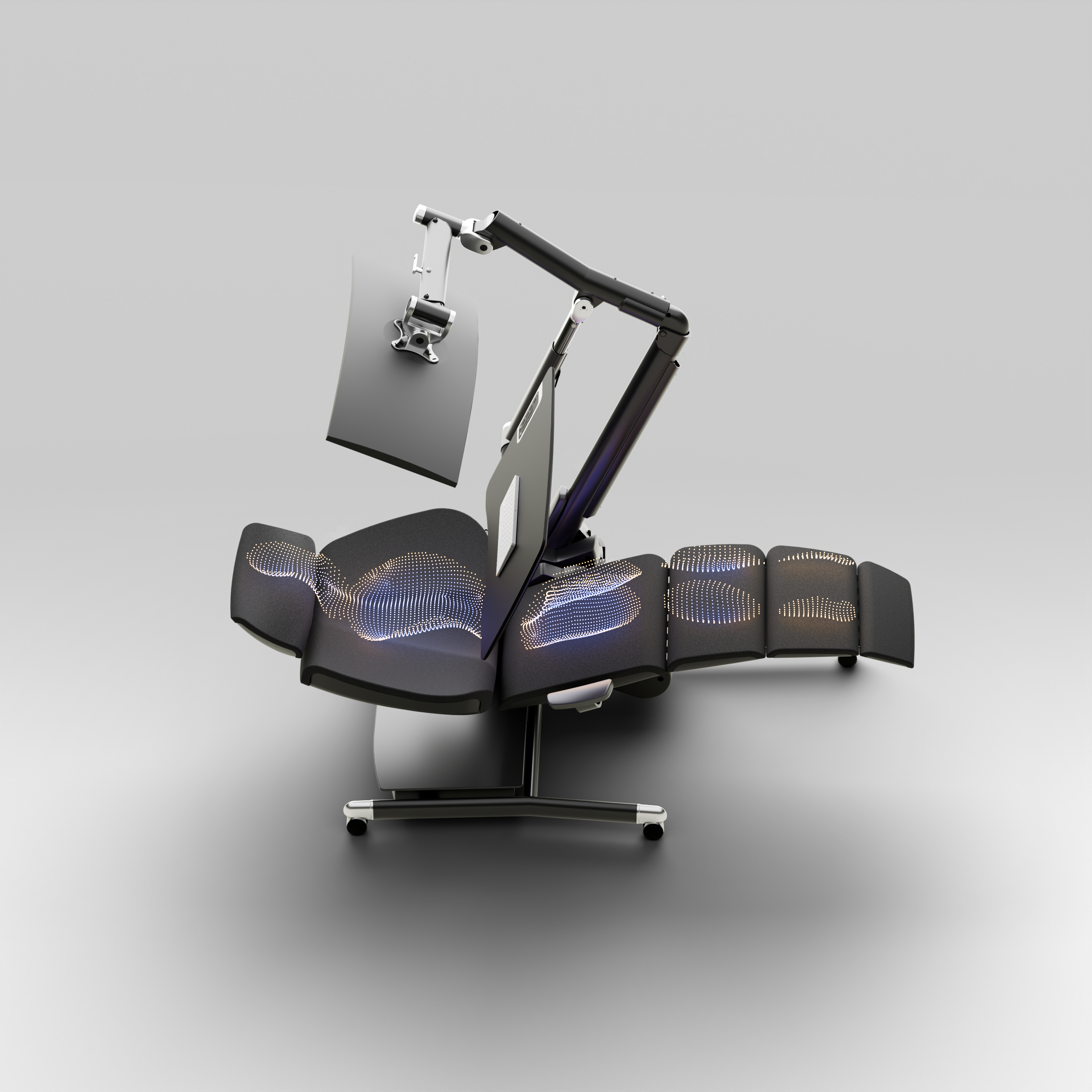 Altwork Signature Station in Zero-Gravity with dot matrix form of a human showing pressure points.