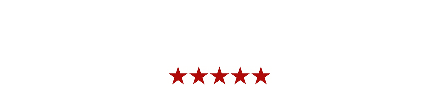 Five red stars on a white background