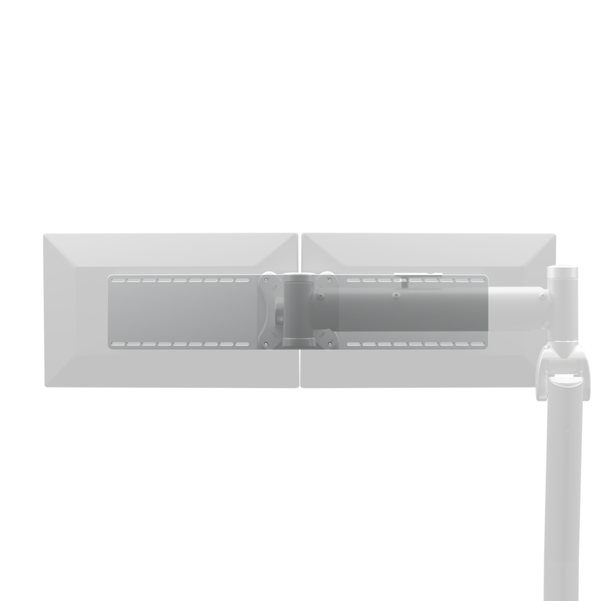 Side by Side bracket holding up two monitors