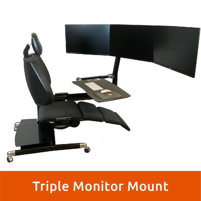 Triple monitor mount shown on the Altwork Station.